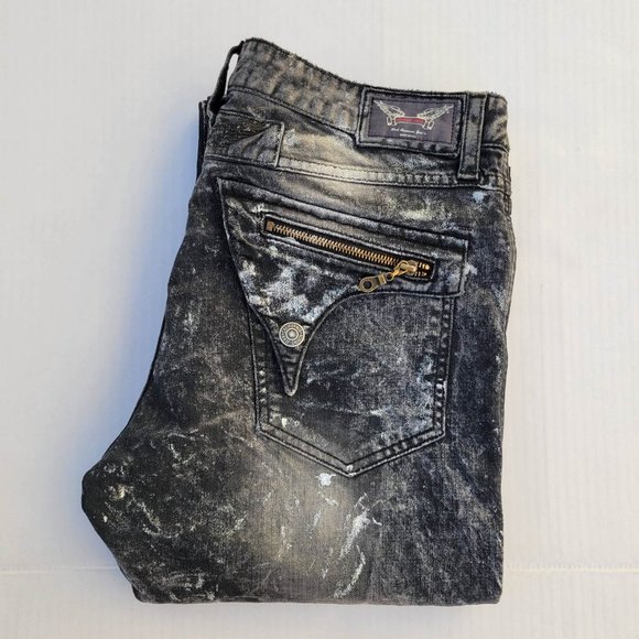 New Men's ROBIN'S JEAN sz 36 Zipper Flaps Slim Straight